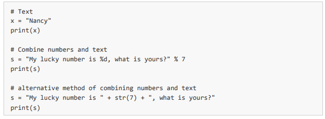 Combine number and text in python 