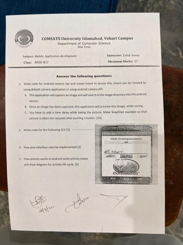 Mobile application development past question paper | university ...
