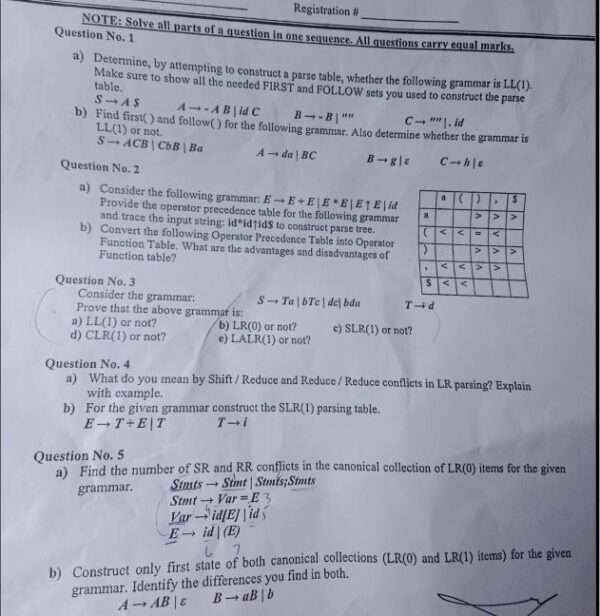 Complier construction past question paper | University| cuitutorial