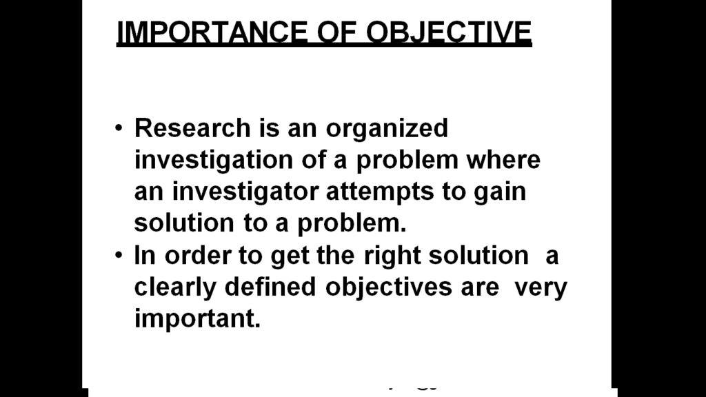 research formulation of objectives