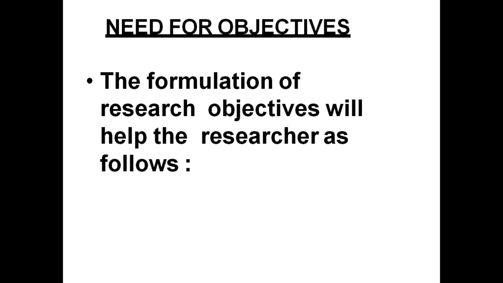 research formulation of objectives